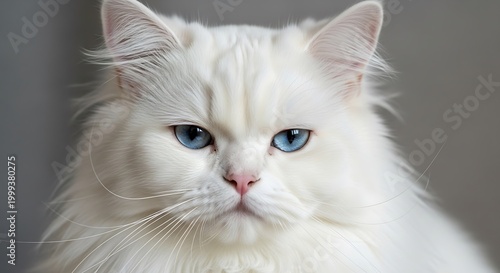 White Fluffy Cat Portrait.