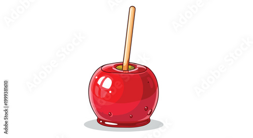 A shiny red candy apple on a stick