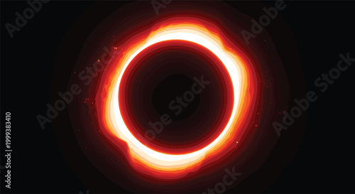 Glowing fiery ring abstract background with energy circle light effect red orange plasma halo futuristic vortex digital illustration