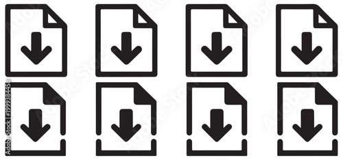 File download and document management icon set, vector symbols for web storage interface. vector illustration eps 10