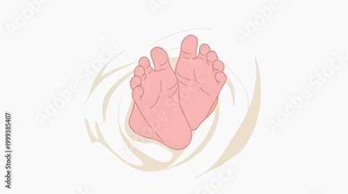 A tender illustration captures the delicate essence of new life with a close-up depiction of baby feet, wrapped in a soft blanket, evoking feelings of innocence, warmth, and the promise of a future.