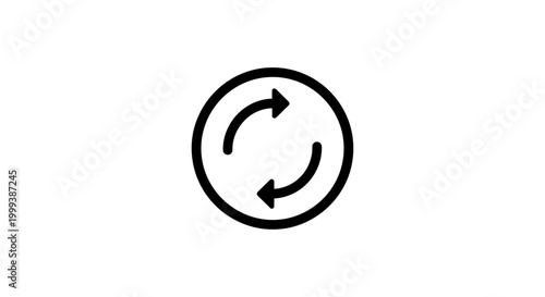 Circular refresh arrows icon indicating priority updated status with circular priority synchronize movement direction clockwise counterclockwise workflow management information configuration