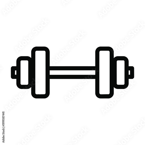 Black dumbbell icon for fitness and workout routine