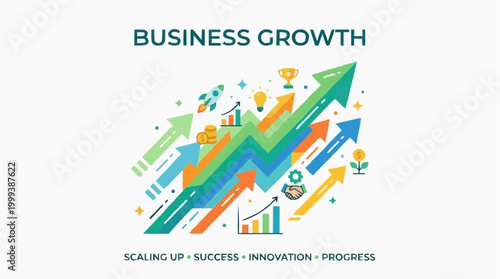 Depicting the vibrant concept of Business Growth through dynamic visual metaphors. The image showcases the upward trajectory of progress and innovation.