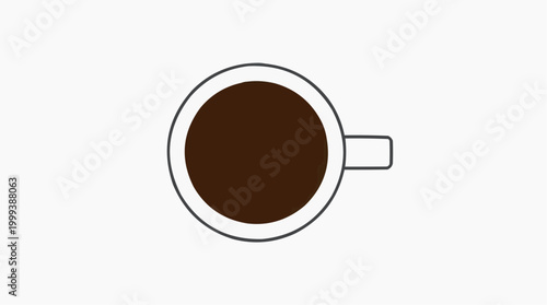 A captivating overhead view of a steaming cup of freshly brewed coffee, exuding warmth and inviting comfort. The dark, rich coffee contrasts the light.