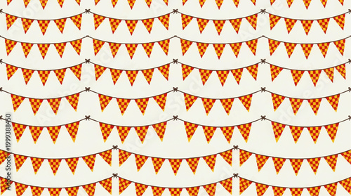 Decorative banner garlands in a repetitive pattern, creating a festive atmosphere with a cheerful visual appeal.