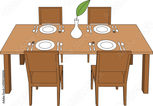 Elegant dining table setting for four people in modern home