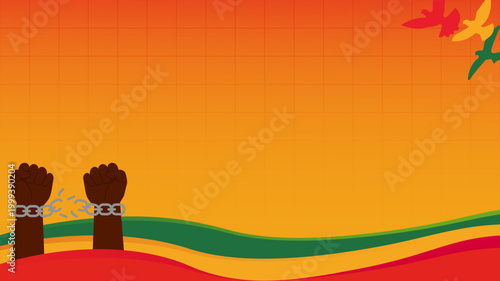 Celebrating Emancipation Juneteenth Day Background with Breaking Chains Vector