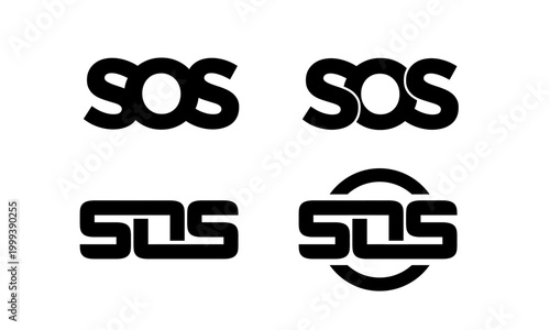 SOS Logo Variations Set - Modern Stylized Typography Designs for Emergency and Help