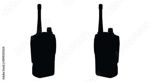 two walkie talkies silhouette high quality professional detailed