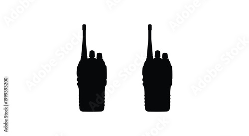 two walkie talkies silhouette high quality professional detailed