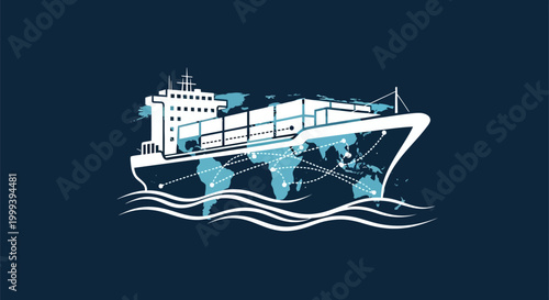 Large Cargo Ship Sailing Ocean 1.