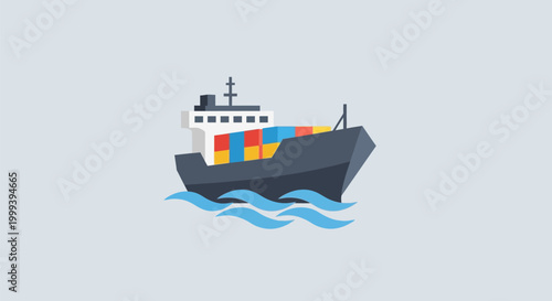 Large Cargo Ship Sailing Ocean 2.