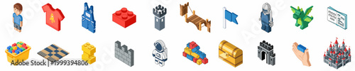 Isometric Building Block and Fantasy Toy Set for Creative Play and Imagination