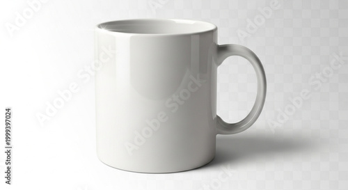 Mug stands as a clean white ceramic vessel for your custom product branding.