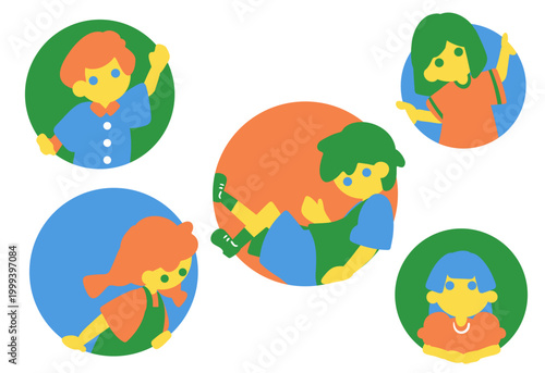 丸の中からのぞく子どもたち