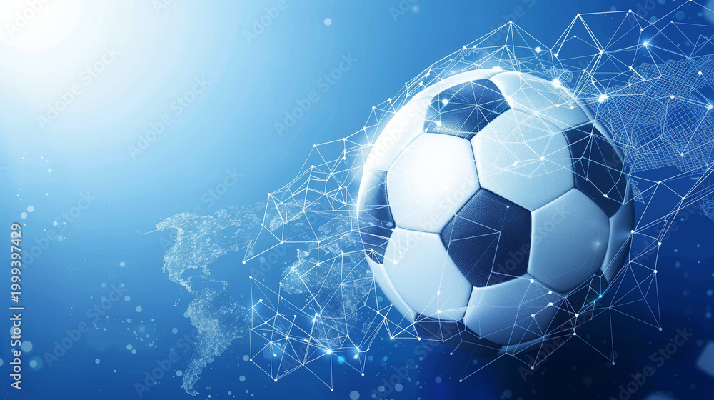 Fototapeta premium Global Soccer Concept with Ball and World Map Background