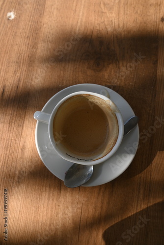 Top view of cup of coffee