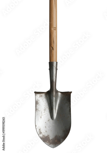 Metal Garden Shovel Minimal Tool Design Centered Product Mockup Isolated Transparent Background