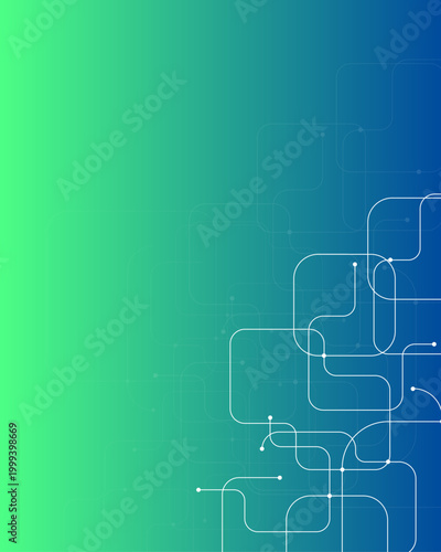 緑グラデーションの回路風テクノロジーフレーム背景 企業プレゼン・IT資料向けデジタルデザイン 4:5 縦長