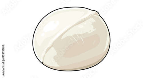 Fresh ball of traditional Italian buffalo mozzarella cheese isolated on a clean white background for food design.