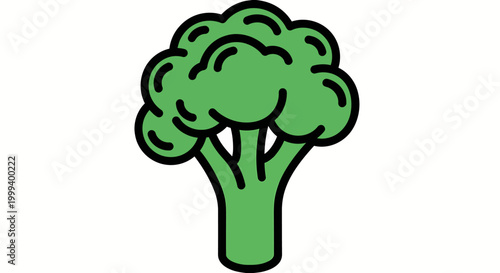 green broccoli icon for healthy food and nutrition branding on packaging