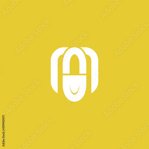 modern logo m with clean and modern capsule medicine concept icon