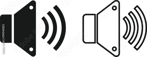 Speaker volume control icons muted and unmuted states