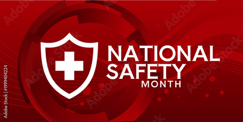 National safety month - banner, background - vector illustration