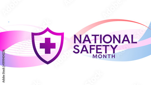 National safety month - banner, background - vector illustration
