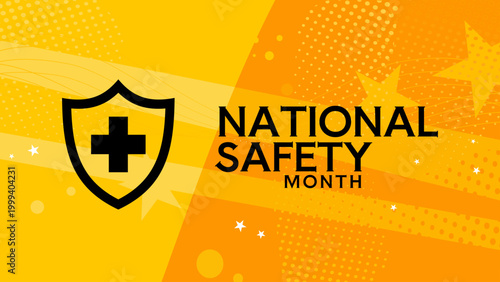 National safety month - banner, background - vector illustration