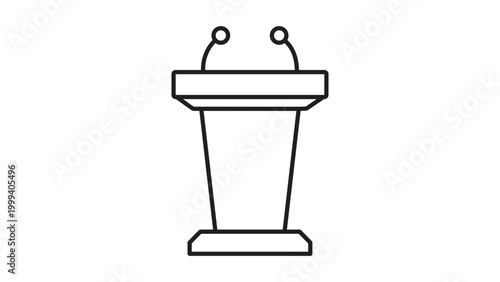 Bild auf Leinwand Professional Podium and Lectern with Dual Microphones Vector Icon Illustration