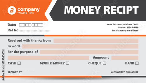 money receipt book design template. sell receipt. Checkbook cheque template.