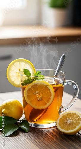 Refreshing Lemon Tea - A Clear Glass of Citrus Infusion.