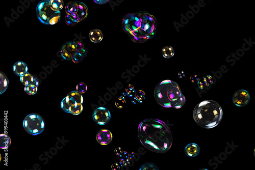 Soap bubbles isolated on a black background