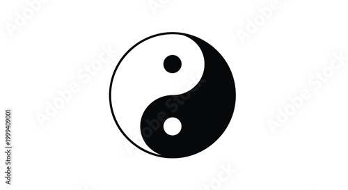 Yin and yang symbol black and white isolated on white background