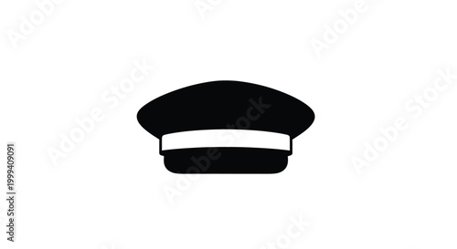 Military cap silhouette on a white background