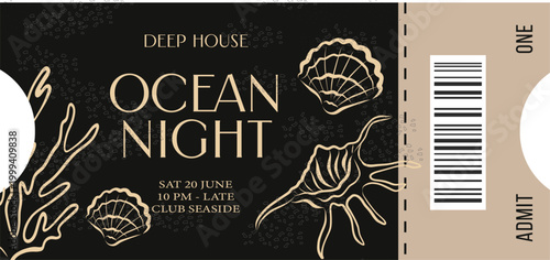 Ocean Night Deep House Event Ticket Template