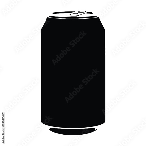 Black soda can on white background