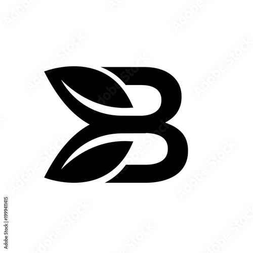 Abstract Letter B Logo with Stylized Leaves, Modern Eco-Friendly Brand Symbol Design