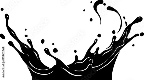 Black ink splashing and dripping abstract design