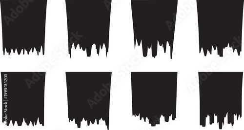 Abstract black brush stroke silhouettes a collection of eight textural designs