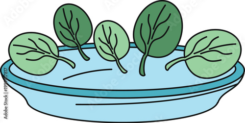 Spinach leaves are resting in a light blue bowl, depicting healthy eating