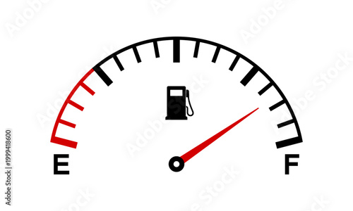 Full tank scale, gas meter, clock face fuel measurements, fuel gauge indicator, dashboard scale icon, car control sensor sign, gasoline indicator