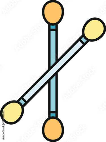 Cotton swabs forming an x shape, illustrating personal hygiene, grooming, and medical use