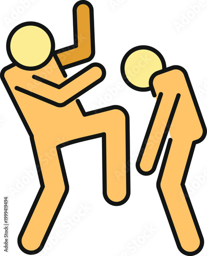 Two stick figures depicting violence, bullying, and physical aggression