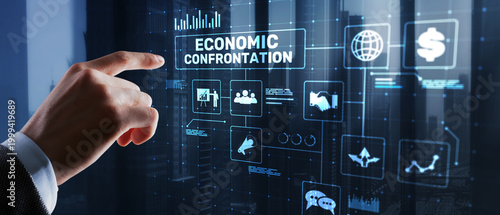 Photography Economic Confrontation Concept Showing International Trade Conflict and Market P
