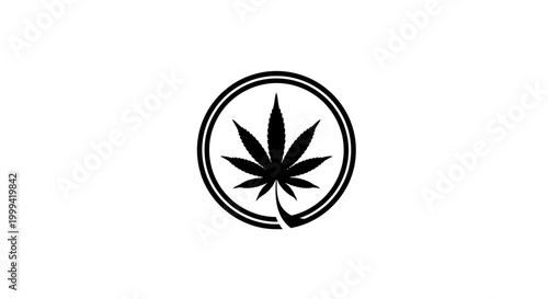 Minimalist black silhouette of a cannabis leaf isolated on a white background. Clean vector icon of a marijuana plant for medical, herbal, or recreational design themes.