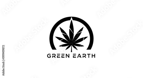 Black silhouette of a cannabis leaf isolated on a clean white background. Minimalist botanical illustration symbolizing marijuana, hemp, herbal medicine, and nature.