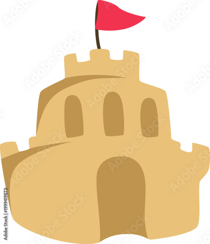 Summer Beach Sandcastle Vector Illustration